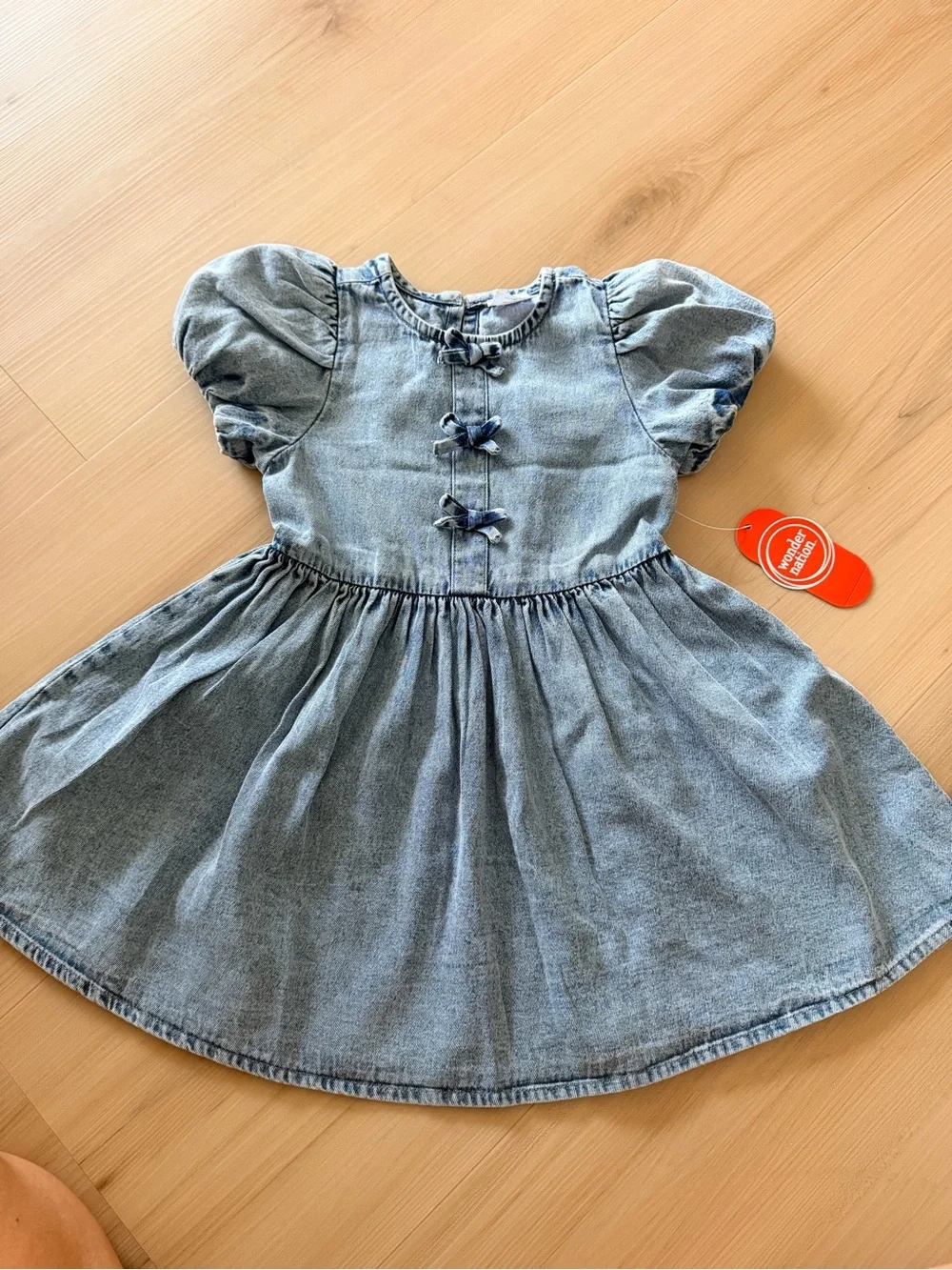 wonder nation Light Blue Denim Puff Sleeve Dress